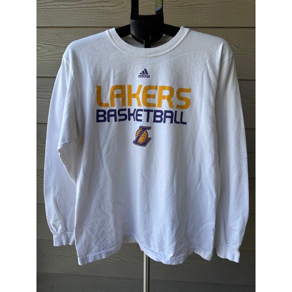 Adidas Los Angeles Lakers Long Sleeve Basketball T-Shirt – Size Large - Picture 1 of 2